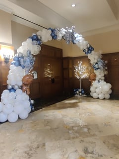 View Balloon Decor, Arrangement Type, Balloon Arch, Event Type, Corporate Event, Colors, White, Blue - Helena Williams, Redford, MI