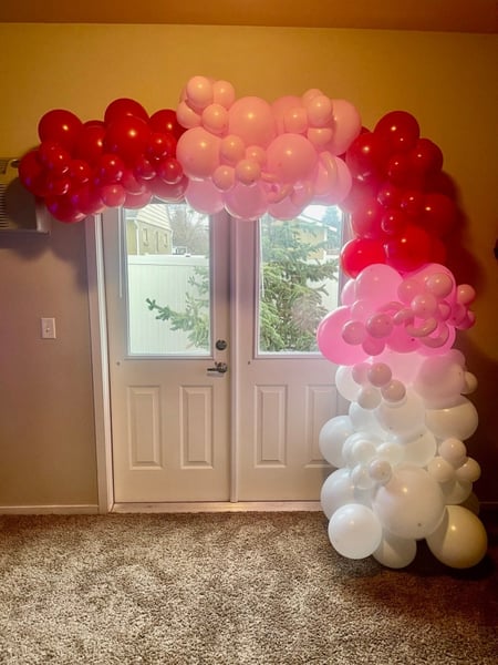 Image of  Florist, Occasion, Birthday, Color, White, Red, Pink, Balloon Decor, Arrangement Type, Balloon Garland, Balloon Arch, Event Type, Birthday, Colors, White, Red, Pink