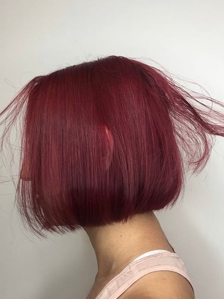 Image of  Women's Hair, Red, Hair Color, Short Chin Length, Hair Length, Bob, Haircuts, Straight, Hairstyles