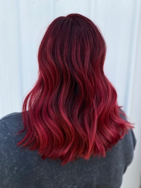 Image of  Shoulder Length Hair, Hair Length, Women's Hair, Layers, Haircut, Hair Color, Red, Full Color