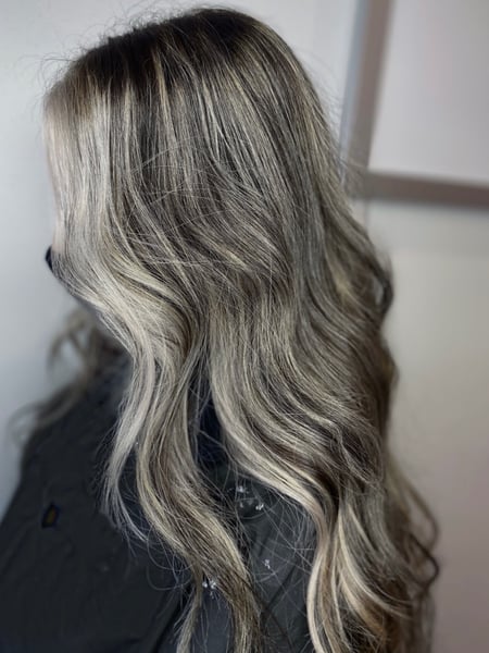 Image of  Women's Hair, Balayage, Hair Color, Brunette, Blonde, Highlights, Long, Hair Length, Beachy Waves, Hairstyles
