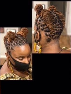 View Updo, Hairstyles, Women's Hair, Natural, Locs, Protective, Shoulder Length, Hair Length - SheQuita Re’Nee, Atlanta, GA