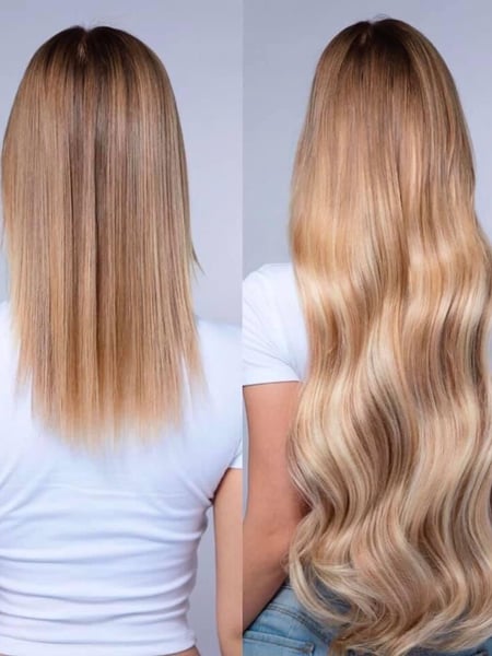 Image of  Women's Hair, Hair Color, Blowout, Color Correction, Blonde, Foilayage, Hair Extensions, Hairstyles, Weave, Hair Restoration