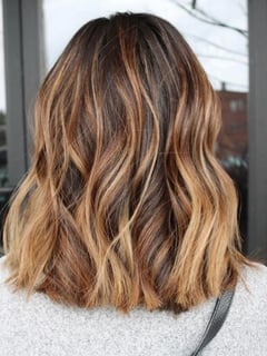 View Hair Color, Shoulder Length, Hair Length, Beachy Waves, Hairstyles, Balayage, Women's Hair, Brunette - Jaylin , Seattle, WA