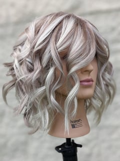 View Women's Hair, Blonde, Hair Color, Full Color, Medium Length, Hair Length, Curly, Haircuts, Curly, Hairstyles, Layered, 2B, Hair Texture, 2A - Jess Hornak, Wyoming, MI