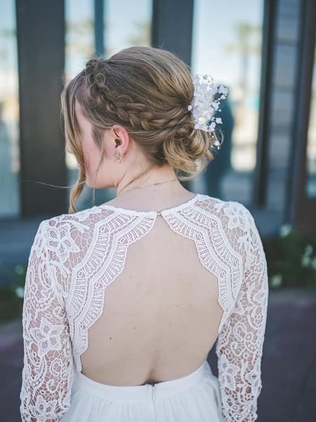 Image of  Women's Hair, Bridal, Hairstyles, Curly, Updo, Boho Chic Braid