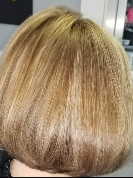 Image of  Bob, Haircuts, Women's Hair, Blunt, Permanent Hair Straightening, Straight, Hairstyles, Highlights, Hair Color, Blonde