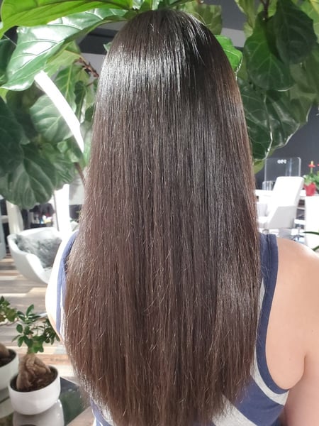 Image of  Women's Hair, Blowout, Long, Hair Length, Layered, Haircuts, Permanent Hair Straightening