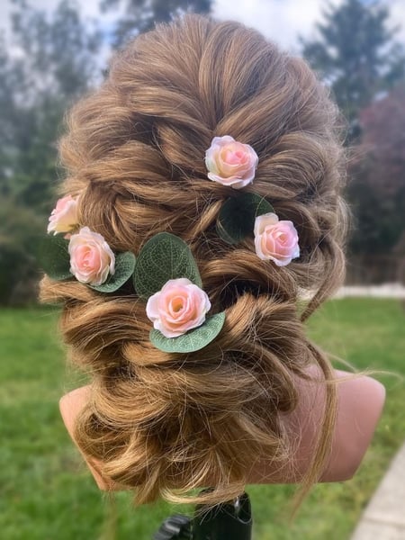 Image of  Women's Hair, Blonde, Hair Color, Red, Long, Hair Length, Layered, Haircuts, Boho Chic Braid, Hairstyles, Bridal, Curly, Updo