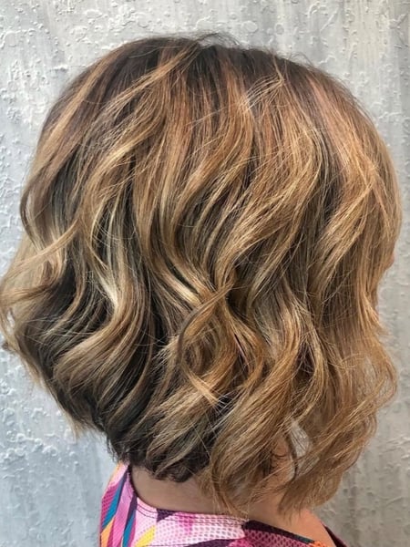 Image of  Women's Hair, Foilayage, Hair Color, Balayage, Blonde, Fashion Color, Highlights, Full Color, Hair Length, Haircuts, Short Chin Length, Hairstyles, Beachy Waves