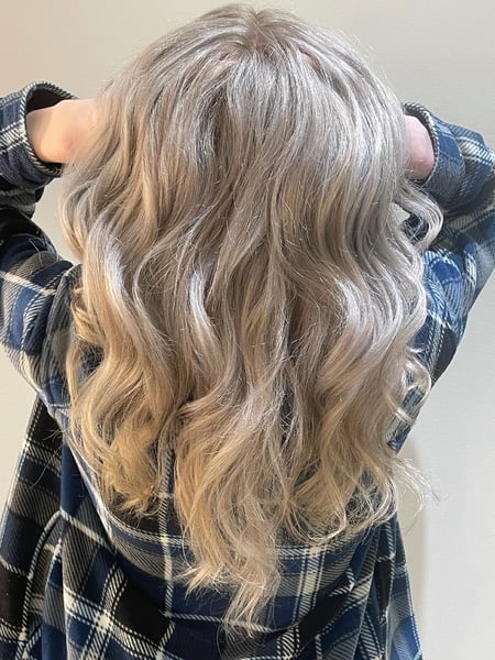 Image of  Curly, Hairstyles, Women's Hair, Natural, Foilayage, Hair Color, Highlights, Blonde, Balayage