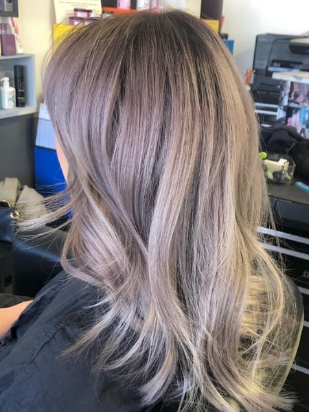 Image of  Haircuts, Women's Hair, Layered, Blunt, Curly, Bangs, Blowout, Beachy Waves, Hairstyles, Curly, Straight, Hair Extensions, Silver, Hair Color, Red, Brunette, Foilayage, Highlights, Full Color, Color Correction, Fashion Color, Ombré, Blonde, Balayage, Long, Hair Length, Short Ear Length, Short Chin Length, Medium Length, Shoulder Length