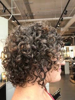 View Short Chin Length, Layered, Haircuts, Curly, Hairstyles, Curly, Women's Hair, Hair Length - Rochelle Binik, Chicago, IL
