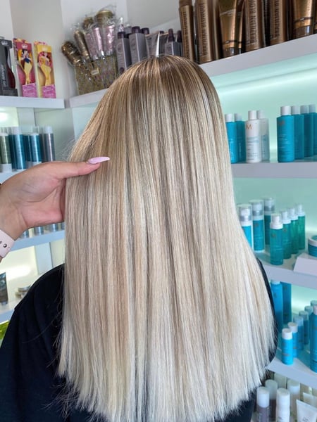 Image of  Women's Hair, Blonde, Hair Color, Color Correction, Long, Hair Length, Straight, Hairstyles
