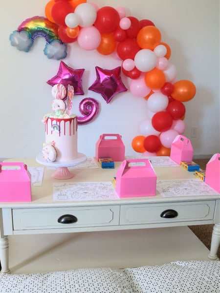 Image of  Pastel, Glitter, Clear, Cakes, Color, Glitter, Pastel, Pink, Red, White, Theme, Movies, Character, Balloon Decor, Arrangement Type, Balloon Garland, Balloon Arch, Event Type, Birthday, Holiday, Colors, White, Red, Pink