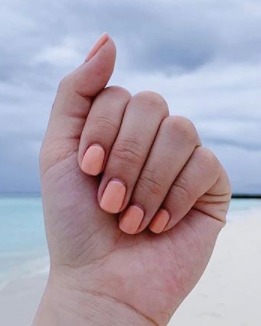 Image of  Nails, Pink, Nail Color, Pastel, Orange, Gel, Nail Finish, Medium, Nail Length, Square, Nail Shape
