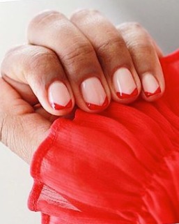 Image of  Nails, Red, Nail Color, White, Acrylic, Nail Finish, Short, Nail Length, Square, Nail Shape, Hand Painted, Nail Style