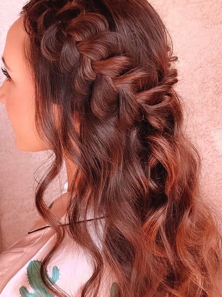 Image of  Women's Hair, Hair Color, Red, Long, Hair Length, Boho Chic Braid, Hairstyles, Bridal