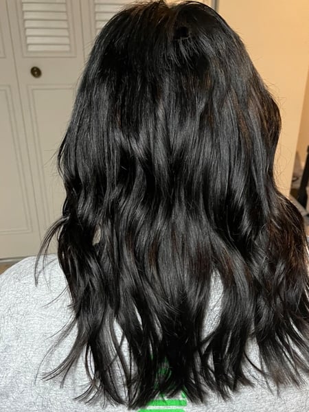 Image of  Women's Hair, Black, Hair Color, Shoulder Length, Hair Length, Beachy Waves, Hairstyles, Hair Extensions