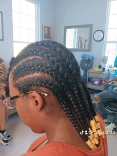 View French Braid, Protective Styles, Locs, Braiding (African American), Hairstyle, Kid's Hair, Short Ear Length, Hair Length, Women's Hair - Latasha Smith, New Orleans, LA
