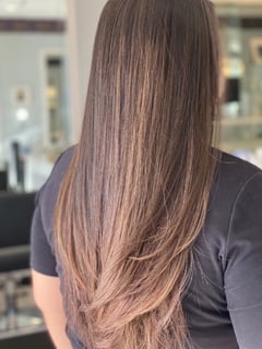 View Women's Hair, Balayage, Hair Color, Foilayage, Ombré, Long, Hair Length, Layered, Haircuts, Straight, Hairstyles - Reyna Soto, Torrance, CA