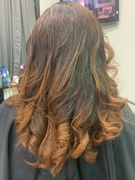 Image of  Haircuts, Ombré, Balayage, Brunette, Blowout, Hairstyles, Women's Hair, Hair Color, Highlights, Layered, Hair Texture, Hair Length, Medium Length, Protective, 4A, Natural, Kid's Hair, Hairstyle, Curls
