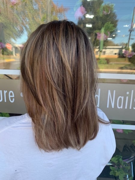 Image of  Women's Hair, Blowout, Hair Color, Balayage, Blonde, Brunette, Color Correction, Foilayage, Full Color, Highlights