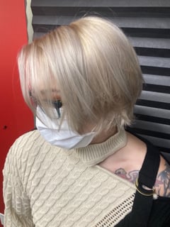 View Women's Hair, Blonde, Hair Color, Full Color, Highlights, Shoulder Length, Hair Length, Blunt, Haircuts, Bob, Layered, Straight, Hairstyles - Kate Michaels, Lakewood, OH