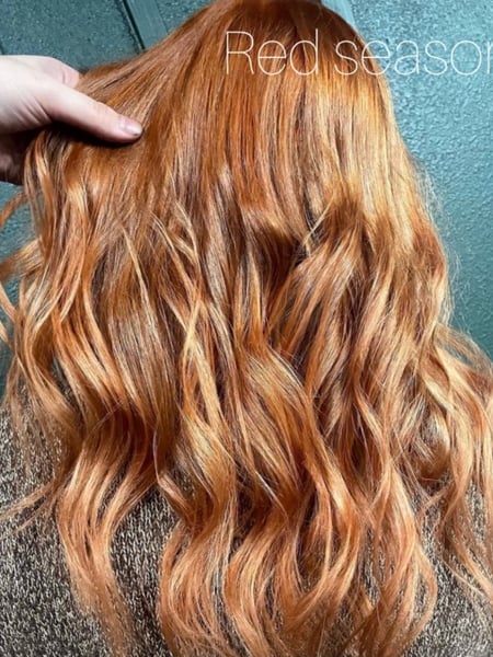 Image of  Women's Hair, Hair Color, Red, Highlights, Hair Length, Long, Haircuts, Layered, Hairstyles, Beachy Waves