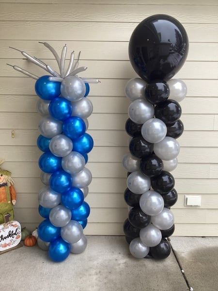 Image of  Florist, Occasion, Birthday, Color, Blue, Black, Balloon Decor, Arrangement Type, Balloon Composition, Event Type, Birthday, Colors, Black, Blue, Gray