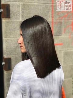 View Blunt (Women's Haircut), Haircut, Hair Length, Long Hair (Upper Back Length), Hair Color, Black, Hairstyle, Straight, Women's Hair - Brit Dailey, Phoenix, AZ