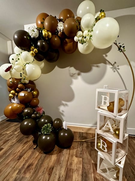Image of  Balloon Decor, Arrangement Type, Balloon Arch, Event Type, Baby Shower, Colors, Brown, Beige