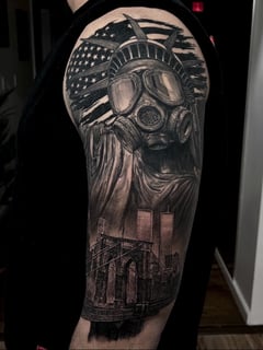 View Black & Grey, Shoulder, Realism, Tattoos, Tattoo Style, Tattoo Bodypart, 3D, Portrait - Etgar Oak, Massapequa, NY