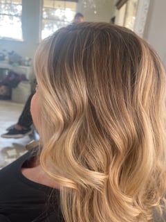 View Women's Hair, Hair Color, Highlights, Balayage, Medium Length, Hair Length, Layered, Haircuts, Hairstyles, Curly - jonelle colato , Simi Valley, CA