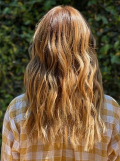 View Hair Length, Hair Extensions, Hairstyle, Beachy Waves, Haircut, Layers, Long Hair (Upper Back Length), Women's Hair - Macey Morgan, Los Altos Hills, CA