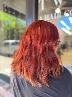 View Blunt, Layered, Hair Color, Women's Hair, Fashion Color, Red, Haircuts, Color Correction, Full Color - Delilah Corona, Chico, CA