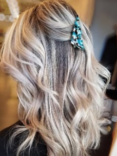 View Women's Hair, Balayage, Hair Color, Blonde, Medium Length, Hair Length, Beachy Waves, Hairstyles - Cheyenne , Clawson, MI