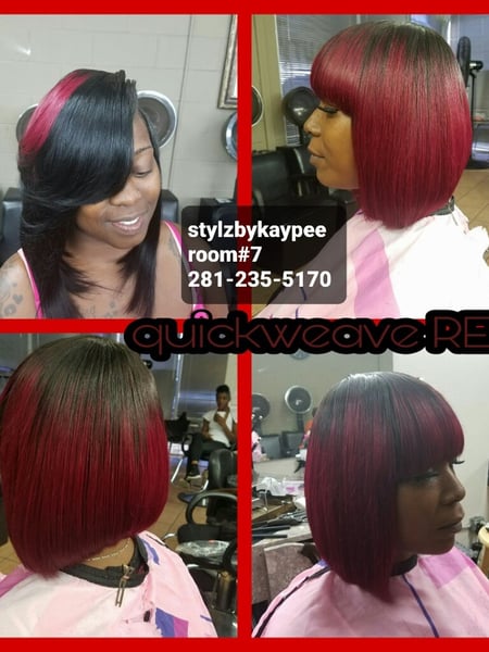 Image of  Bob, Haircuts, Women's Hair, Layered, Blunt, Red, Hair Color, Weave, Hairstyles, Hair Extensions