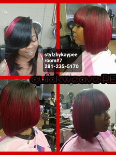 View Haircut, Bob, Hair Extensions, Hairstyle, Weave, Hair Color, Red, Blunt (Women's Haircut), Layers, Women's Hair - Kayla Parker, Pearland, TX