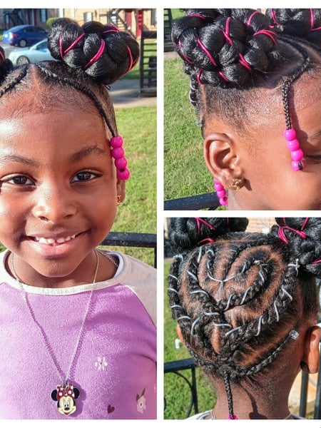Image of  Mohawk, Hairstyle, Kid's Hair, Braiding (African American), Locs, Protective Styles, Updo