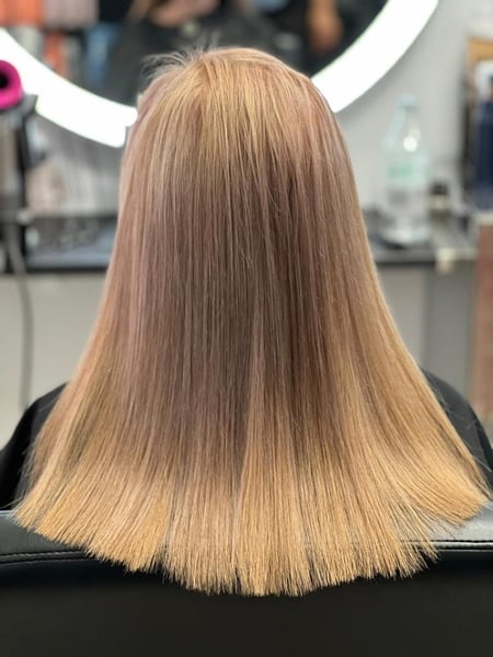 Image of  Keratin, Permanent Hair Straightening, Women's Hair, Natural, Hairstyles, Hair Color, Full Color, Color Correction, Blonde