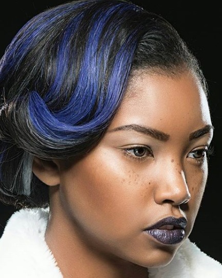 Image of  Makeup, Black, Colors, Blue, Purple, Glam Makeup, Look, Light Brown, Skin Tone