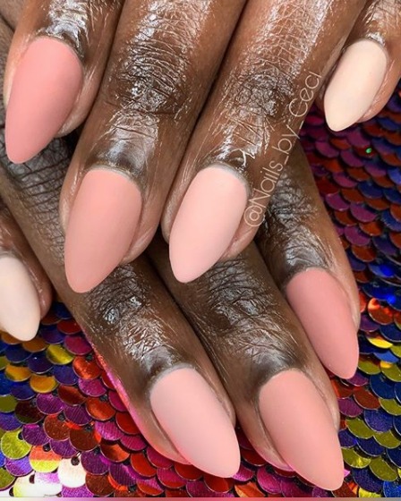 Image of  Nails, Pink, Nail Color, Gel, Nail Finish, Medium, Nail Length, Almond, Nail Shape, Mix-and-Match, Nail Style