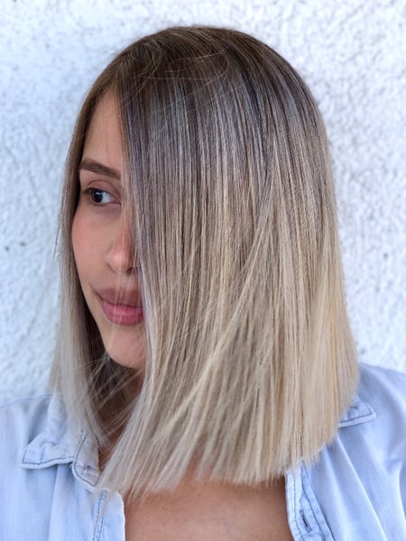 Image of  Highlights, Hair Color, Women's Hair, Color Correction, Full Color, Balayage, Blonde, Curly, Haircuts, Straight, Hairstyles, Weave, Protective, Natural, Foilayage, Long, Hair Length, Short Ear Length, Pixie, Short Chin Length, Shoulder Length, Medium Length