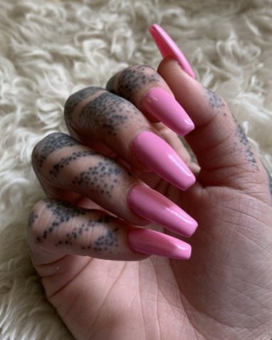 Image of  Nails, Pink, Nail Color, Acrylic, Nail Finish, Long, Nail Length, Coffin, Nail Shape