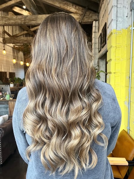 Image of  Women's Hair, Blowout, Hair Color, Balayage, Foilayage, Long, Hair Length, Layered, Haircuts, Beachy Waves, Hairstyles, Curly
