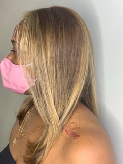 View Women's Hair, Hair Length, Smoothing , Keratin, Hairstyle, Shoulder Length Hair, Highlights, Blonde, Hair Color, Balayage, Straight - Lydia Gonzalez, New York, NY