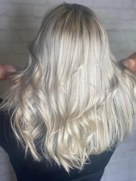 Image of  Layered, Haircuts, Women's Hair, Beachy Waves, Hairstyles, Silver, Hair Color, Color Correction, Fashion Color, Blonde