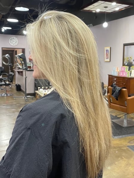 Image of  Women's Hair, Hair Color, Blonde, Highlights, Long, Hair Length, Layered, Haircuts, Hair Extensions, Hairstyles