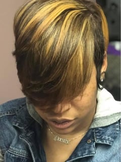 View Haircuts, Curly, Beachy Waves, Hairstyles, Shaved, Layered, Bob, Blunt, Bangs, Short Ear Length, Pixie, Hair Length, Highlights, Fashion Color, Color Correction, Blonde, Balayage, Hair Color, Blowout, Women's Hair - Rockie Does My Hair, Detroit, MI
